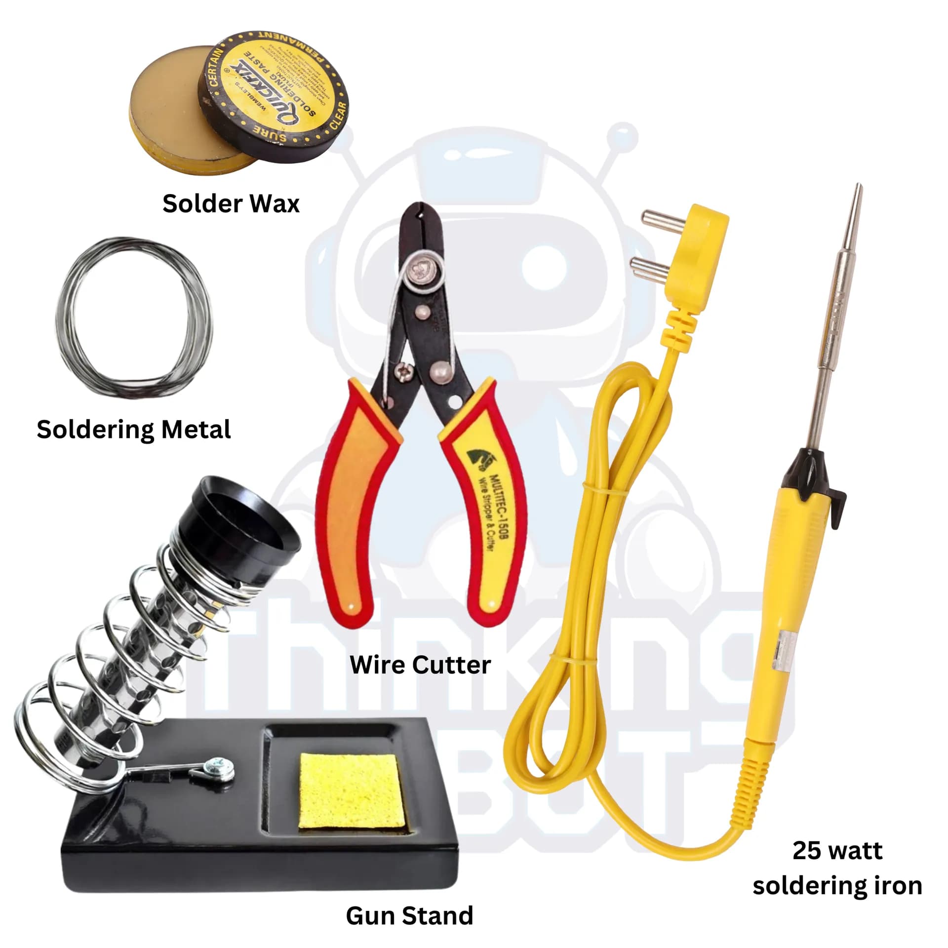25W Beginner Soldering Kit with Iron, Stand, Cutter, Paste and Solder Wire