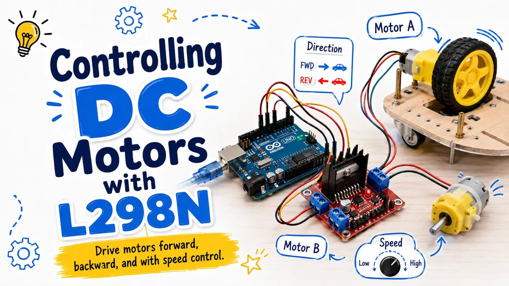 Mastering DC Motor Control with the L298N Driver: Architecture, Wiring, and Code